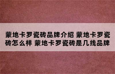 蒙地卡罗瓷砖品牌介绍 蒙地卡罗瓷砖怎么样 蒙地卡罗瓷砖是几线品牌